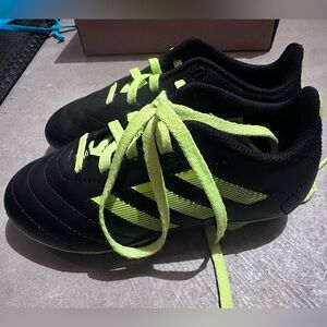 adidas Kids Black and Neon Green Lace-Up Soccer Sneakers